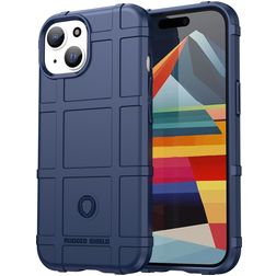 Mobigear Rugged Shield iPhone 15 Hoesje Flexibel TPU Backcover Shockproof - Blauw