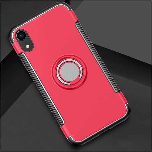 Mobigear Armor Ring iPhone XR Hoesje Hardcase Backcover Shockproof met Ringhouder - Rood