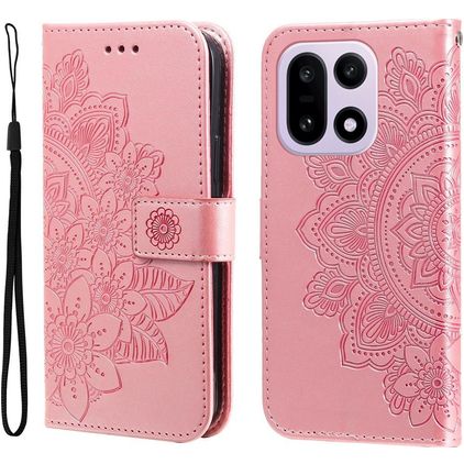 Mobigear Flowers OnePlus 15 Hoesje Bookcase Portemonnee - Roségoud