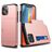 Mobigear Card iPhone 12 Mini Hoesje Hardcase Backcover Shockproof met Pasjeshouder - Roségoud