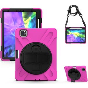 Mobigear SureGrip XGuard iPad Air 4 (2020) Hoes Hard Kunststof,Siliconen Backcover + Stylus Houder + Schouderband + Standaard - Roze