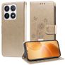 Mobigear Flowers Xiaomi 14T Pro Hoesje Bookcase Portemonnee - Goud