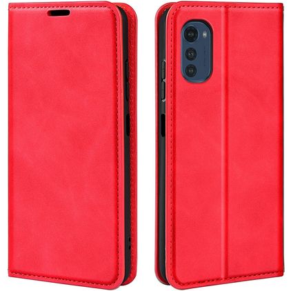 Mobigear Retro Slim Motorola Moto E32 Hoesje Bookcase Portemonnee - Rood
