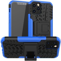 Mobigear Tire iPhone 12 Mini Hoesje Hardcase Backcover Shockproof met Standaard - Zwart / Blauw