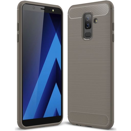 Mobigear Brushed Slim Samsung Galaxy A6 Plus (2018) Hoesje Flexibel TPU Backcover - Grijs