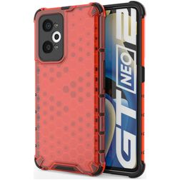 Mobigear Honeycomb Realme GT Neo 3T Hoesje Hardcase Backcover Shockproof - Rood