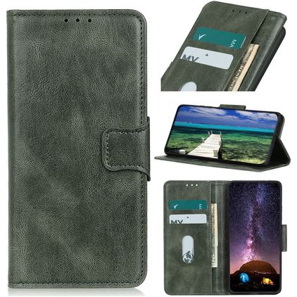 Mobigear Classy Samsung Galaxy S21 FE Hoesje Bookcase Portemonnee - Groen