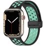Mobigear Sport Plus Mag Siliconen Apple Watch Bandje Magneetsluiting - 42/41/40/38 mm - Zwart / Turquoise