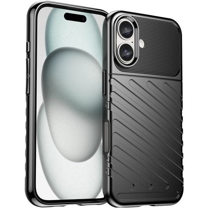 Mobigear Groove iPhone 16 Hoesje Flexibel TPU Backcover - Zwart