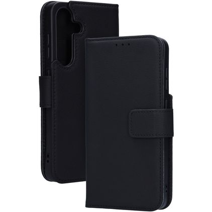 Mobiparts Samsung Galaxy S25 Hoesje Echt Leer Bookcase Portemonnee - Zwart