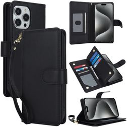Mobigear Wallet iPhone 15 Pro Hoesje Bookcase Portemonnee - Zwart