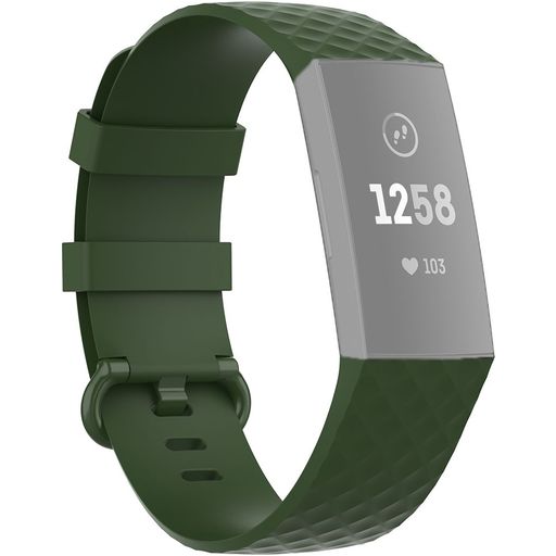 Mobigear Cross Siliconen Fitbit Charge 3 Bandje Gespsluiting - Groen