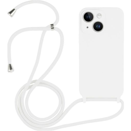 Mobigear Lanyard iPhone 14 Siliconen Hoesje met koord - Wit