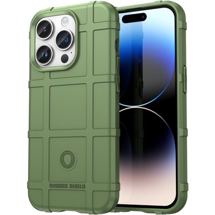 Mobigear Rugged Shield iPhone 15 Pro Hoesje Flexibel TPU Backcover Shockproof - Groen