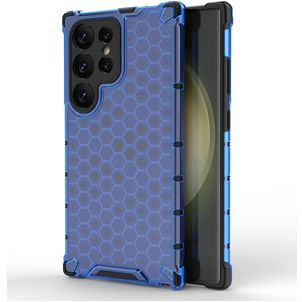 Mobigear Honeycomb Samsung Galaxy S24 Ultra Hoesje Hardcase Backcover Shockproof - Blauw