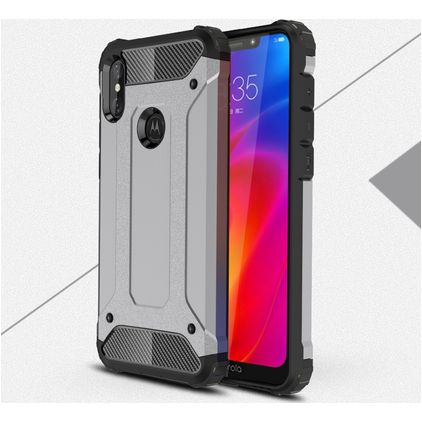 Mobigear Outdoor Motorola One Power Hoesje Hardcase Backcover Shockproof - Grijs