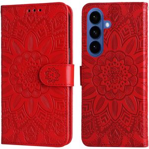 Mobigear Sunflower Samsung Galaxy S26 Hoesje Bookcase Portemonnee - Rood