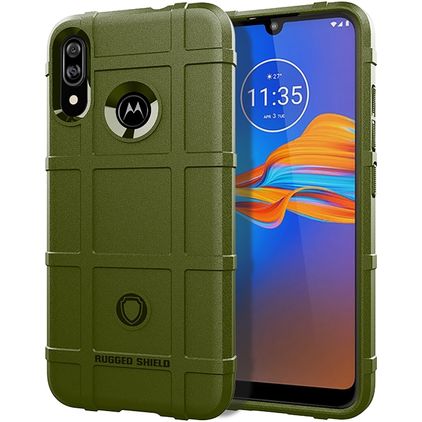 Mobigear Rugged Shield Motorola Moto E6 Plus Hoesje Flexibel TPU Backcover Shockproof - Groen