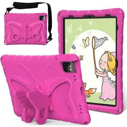 Mobigear Butterfly iPad Air 11 Inch (2026) Hoes EVA Schuim Backcover + Schouderband + Standaard - Magenta