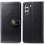 Mobigear Snap Button Samsung Galaxy S21 FE Hoesje Bookcase Portemonnee - Zwart