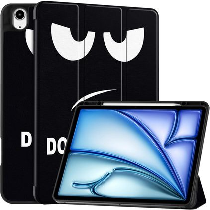 Mobigear Tri-Fold iPad Air 13 Inch (2024) Hoes Bookcase + Stylus Houder - Do Not Touch