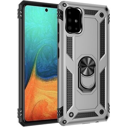 Mobigear Armor Ring Samsung Galaxy A71 Hoesje Hardcase Backcover Shockproof met Ringhouder - Zilver