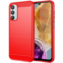 Mobigear Brushed Slim Samsung Galaxy M15 Hoesje Flexibel TPU Backcover - Rood