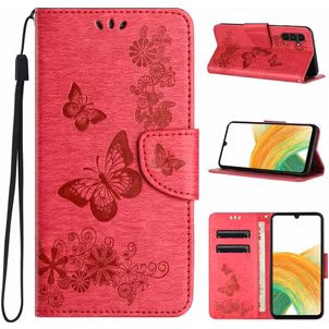 Mobigear Butterfly Samsung Galaxy A35 Hoesje Bookcase Portemonnee - Rood