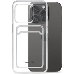 Mobilize Gelly Card Doorzichtig iPhone 15 Pro Hoesje Flexibel TPU Backcover met Pasjeshouder - Transparant