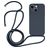 Mobigear Lanyard iPhone 15 Siliconen Hoesje met koord - Donkerblauw