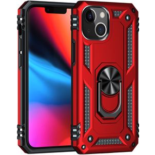 Mobigear Armor Ring iPhone 13 Hoesje Hardcase Backcover Shockproof met Ringhouder - Rood