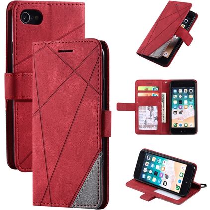 Mobigear Rhombus iPhone 8 Hoesje Bookcase Portemonnee - Rood