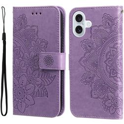 Mobigear Flowers iPhone 17 Hoesje Bookcase Portemonnee - Paars