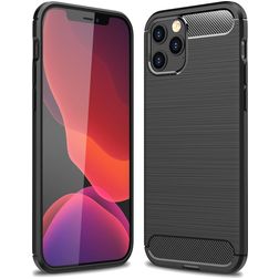 Mobigear Brushed Slim iPhone 12 Pro Max Hoesje Flexibel TPU Backcover - Zwart