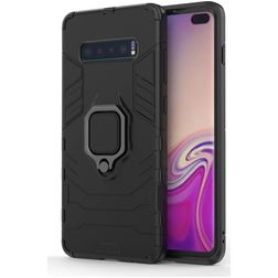Mobigear Armor Ring Samsung Galaxy S10 Plus Hoesje Hardcase Backcover Shockproof met Ringhouder - Zwart