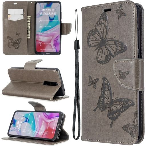 Mobigear Butterfly Xiaomi Redmi 8A Hoesje Bookcase Portemonnee - Grijs