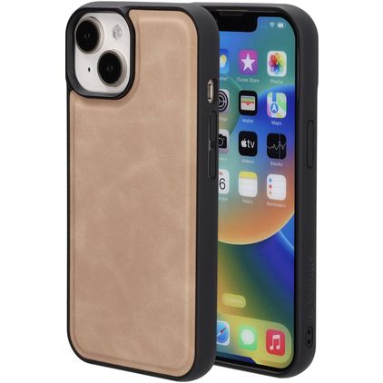 Mobiparts Classic iPhone 14 MagSafe Hoesje TPU,Kunstleer Backcover - Moonstone Beige