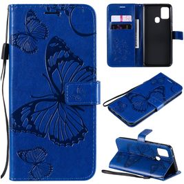 Mobigear Butterfly Samsung Galaxy A21s Hoesje Bookcase Portemonnee - Blauw