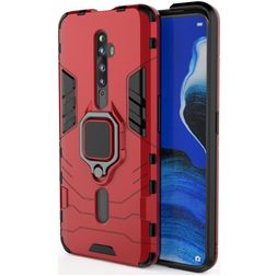 Mobigear Armor Ring OPPO Reno2 Z Hoesje Hardcase Backcover Shockproof met Ringhouder - Rood