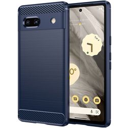 Mobigear Brushed Slim Google Pixel 7a Hoesje Flexibel TPU Backcover - Blauw