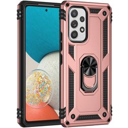 Mobigear Armor Ring Samsung Galaxy A53 Hoesje Hardcase Backcover Shockproof met Ringhouder - Roségoud