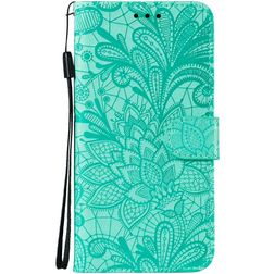 Mobigear Flowers Samsung Galaxy M51 Hoesje Bookcase Portemonnee - Turquoise