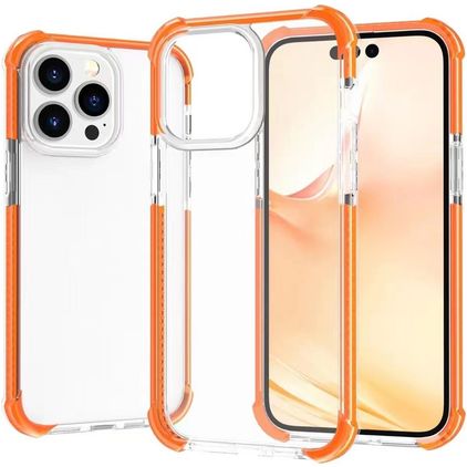 Mobigear Full Bumper iPhone 14 Pro Hoesje Hardcase Backcover Shockproof - Transparant / Oranje