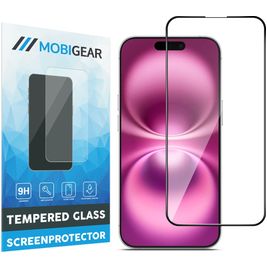 Mobigear Premium iPhone 16 Plus Glazen Screenprotector - Case Friendly - Zwart