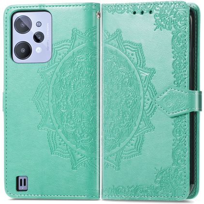 Mobigear Mandala Realme C31 Hoesje Bookcase Portemonnee - Groen