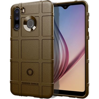 Mobigear Rugged Shield Samsung Galaxy A21 Hoesje Flexibel TPU Backcover Shockproof - Bruin