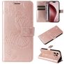 Mobigear Butterfly iPhone 16 Pro Hoesje Bookcase Portemonnee - Roségoud