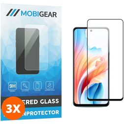 Mobigear Premium OPPO A38 Glazen Screenprotector - Case Friendly - Zwart (3-Pack)
