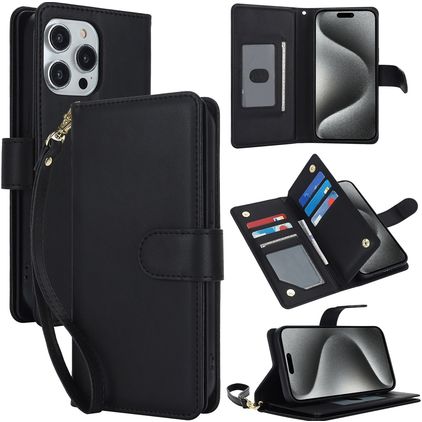 Mobigear Wallet iPhone 15 Pro Hoesje Bookcase Portemonnee - Zwart
