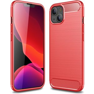 Mobigear Brushed Slim iPhone 13 Hoesje Flexibel TPU Backcover - Rood